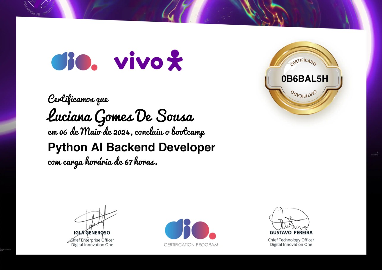 Certificado de bootcamp Python